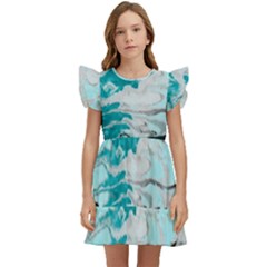 Fluid Turquoise Kids  Winged Sleeve Dress by DinkovaArt