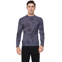 Background Wallpaper Pattern Notes Men s Long Sleeve Rash Guard by Sabxi