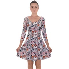 Foxs Quarter Sleeve Skater Dress by DinkovaArt