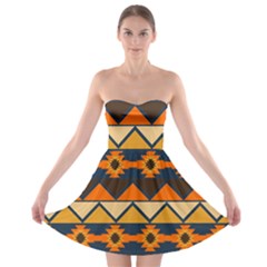 Aztec Mexico Inca Mayan Design Strapless Bra Top Dress by Tsamara