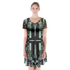 Eclectic Beauty Short Sleeve V-neck Flare Dress by fashionfr3ak