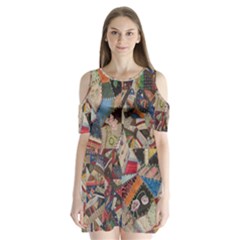 Background Embroidery Pattern Stitches Abstract Shoulder Cutout Velvet One Piece by Ket1n9