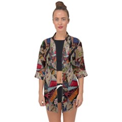 Background Embroidery Pattern Stitches Abstract Open Front Chiffon Kimono by Ket1n9