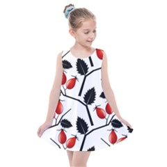 Rose Hip Pattern Branches Autumn Kids  Summer Dress by Hannah976