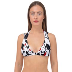 Rose Hip Pattern Branches Autumn Double Strap Halter Bikini Top by Hannah976