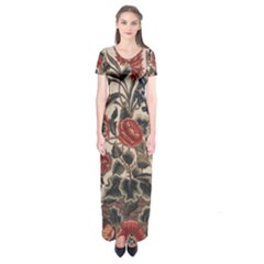 Beautiful Flowers Short Sleeve Maxi Dress by DinkovaArt