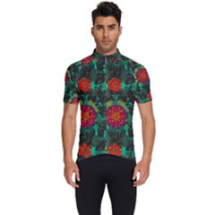 Mid Century Retro Floral 1970s 1960s Pattern 72 Men s Short Sleeve Cycling Jersey by violetheavensky