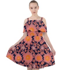 Mid Century Retro Floral 1970s 1960s Pattern 74 Cut Out Shoulders Dress by violetheavensky