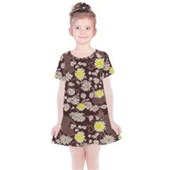 Mid Century Retro Floral 1970s 1960s Pattern 84 Kids  Simple Cotton Dress by violetheavensky