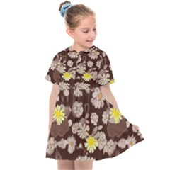 Mid Century Retro Floral 1970s 1960s Pattern 84 Kids  Sailor Dress by violetheavensky