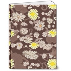 Mid Century Retro Floral 1970s 1960s Pattern 84 5  X 7  Hardcover Notebook by violetheavensky