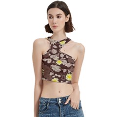 Mid Century Retro Floral 1970s 1960s Pattern 84 Cut Out Top by violetheavensky