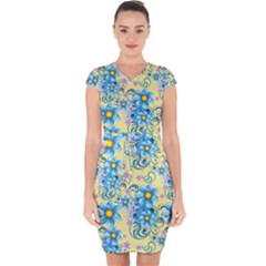 Flowers Bloom Blossom Petals Plant Capsleeve Drawstring Dress  by Posterlux