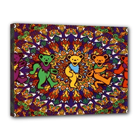 Grateful Dead Psychedelic Bears Canvas 16  X 12  (stretched) by Tsamara