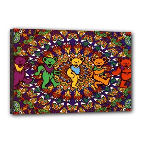 Grateful Dead Psychedelic Bears Canvas 18  X 12  (stretched) by Tsamara