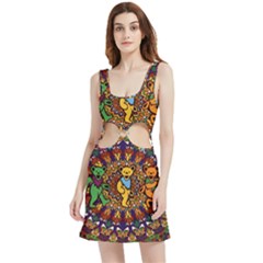 Grateful Dead Psychedelic Bears Velour Cutout Dress by Tsamara