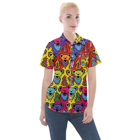 Grateful Dead Jam Bears Women s Short Sleeve Pocket Shirt by Tsamara