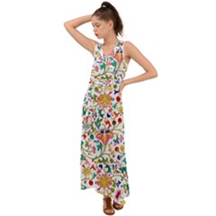 Owenjones Chinese 02 Bright-001 V-neck Chiffon Maxi Dress by Pixelchicken