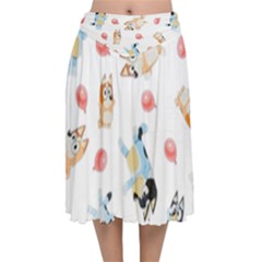 Bluey, Bluey Merch, Bluey Pattern, Bluey Bluey, Bingo, Bluey Design, Bluey Dog Velvet Flared Midi Skirt by avitendut