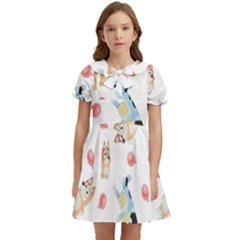 Bluey, Bluey Merch, Bluey Pattern, Bluey Bluey, Bingo, Bluey Design, Bluey Dog Kids  Bow Tie Puff Sleeve Dress by avitendut