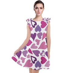 Heart Pattern Repetition Background Tie Up Tunic Dress by Tsamara