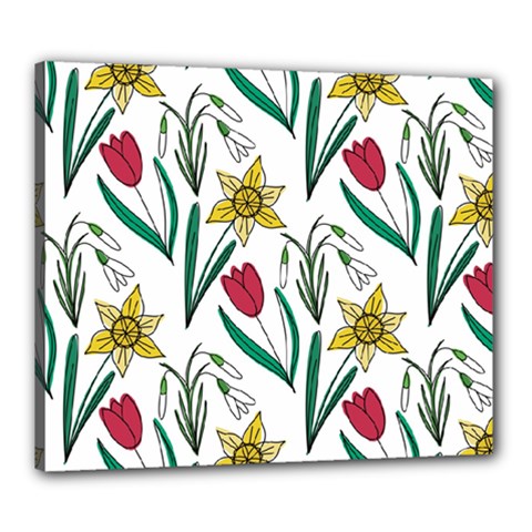 Flowers Bloom Pattern Spring Canvas 24  X 20  (stretched) by Tsamara