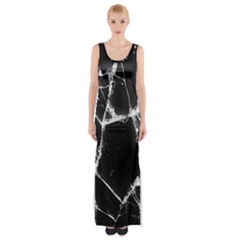 Dark Patch Art Crack Construction Thigh Split Maxi Dress by Tsamara