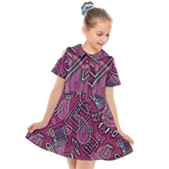 Abstract Art Pattern Design Background Kids  Short Sleeve Shirt Dress by Grandong