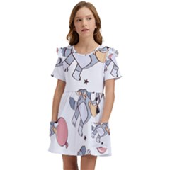 Bluey, Bluey Merch, Bluey Pattern, Bluey Bluey, Bingo, Bluey Design, Bluey Dog Kids  Frilly Sleeves Pocket Dress by avitendut
