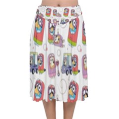 Bluey, Bluey Merch, Bluey Pattern, Bluey Bluey, Bingo, Bluey Design, Bluey Dog Velvet Flared Midi Skirt by avitendut