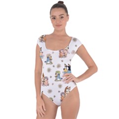 Bluey, Bluey Merch, Bluey Pattern, Bluey Bluey, Bingo, Bluey Design, Bluey Dog Short Sleeve Leotard  by avitendut