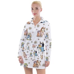 Bluey, Bluey Merch, Bluey Pattern, Bluey Bluey, Bingo, Bluey Design, Bluey Dog Women s Long Sleeve Casual Dress by avitendut