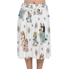 Bluey, Bluey Merch, Bluey Pattern, Bluey Bluey, Bingo, Bluey Design, Bluey Dog Velvet Flared Midi Skirt by avitendut