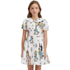 Bluey, Bluey Merch, Bluey Pattern, Bluey Bluey, Bingo, Bluey Design, Bluey Dog Kids  Bow Tie Puff Sleeve Dress by avitendut