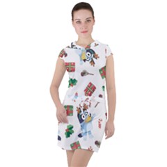 Bluey, Bluey Merch, Bluey Pattern, Bluey Bluey, Bingo, Bluey Design, Bluey Dog Drawstring Hooded Dress by avitendut