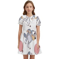 Bluey, Bluey Merch, Bluey Pattern, Bluey Bluey, Bingo, Bluey Design, Bluey Dog Kids  Bow Tie Puff Sleeve Dress by avitendut