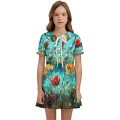 Flowers Detail Painting Nature Kids  Sweet Collar Dress by Anend