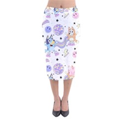 Bluey, Bluey Merch, Bluey Pattern, Bluey Bluey, Bingo, Bluey Design, Bluey Dog Velvet Midi Pencil Skirt by avitendut