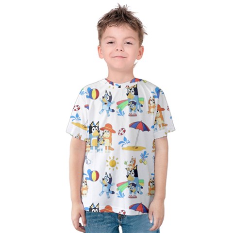 Bluey, Bluey Merch, Bluey Pattern, Bluey Bluey, Bingo, Bluey Design, Bluey Dog Kids  Cotton T-shirt by avitendut