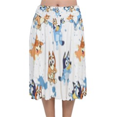 Bluey, Bluey Merch, Bluey Pattern, Bluey Bluey, Bingo, Bluey Design, Bluey Dog Velvet Flared Midi Skirt by avitendut