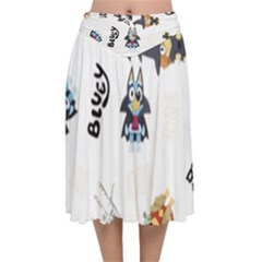 Bluey, Bluey Merch, Bluey Pattern, Bluey Bluey, Bingo, Bluey Design, Bluey Dog Velvet Flared Midi Skirt by avitendut