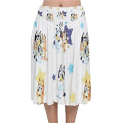Bluey, Bluey Merch, Bluey Pattern, Bluey Bluey, Bingo, Bluey Design, Bluey Dog Velvet Flared Midi Skirt by avitendut