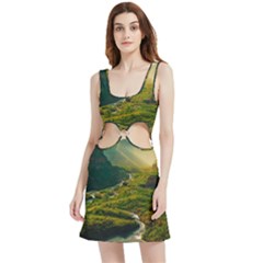 Mountains Trees Forest Velour Cutout Dress by Anend