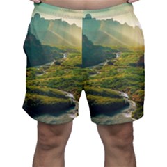 Mountains Trees Forest Men s Shorts by Anend