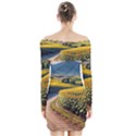 Sunflowers Flowers Nature Long Sleeve Off Shoulder Dress View2
