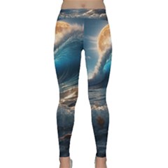 Ocean Sea Waves Classic Yoga Leggings by Anend