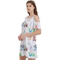 Bluey, Bluey merch, Bluey pattern, Bluey Bluey, bingo, Bluey design, bluey dog Women s Cold Shoulder Round Neck Mini Dress View2