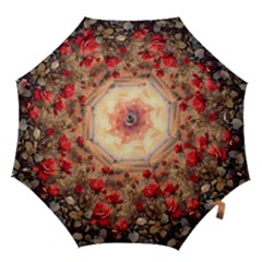Roses Flower Field Sunset Nature Hook Handle Umbrellas (small) by Anend
