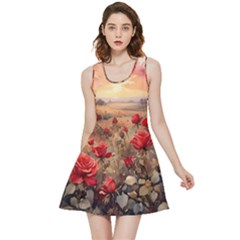 Roses Flower Field Sunset Nature Inside Out Reversible Sleeveless Dress by Anend