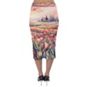 Tulips Field Tree Velvet Midi Pencil Skirt View2
